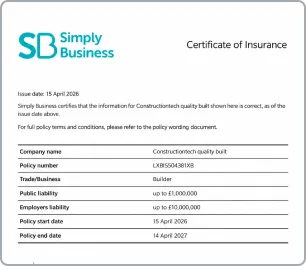 Certificate of insurance